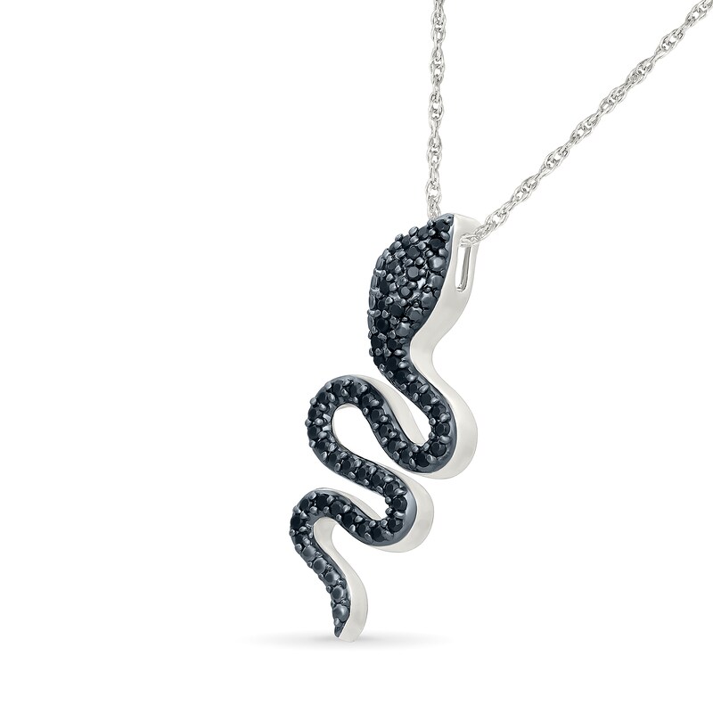 Main Image 2 of 0.23 CT. T.W. Black Diamond Snake Pendant in Sterling Silver with Black Rhodium Plate
