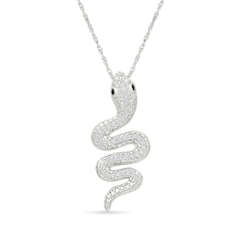 0.18 CT. T.W. White and Black Diamond Snake Pendant in Sterling Silver