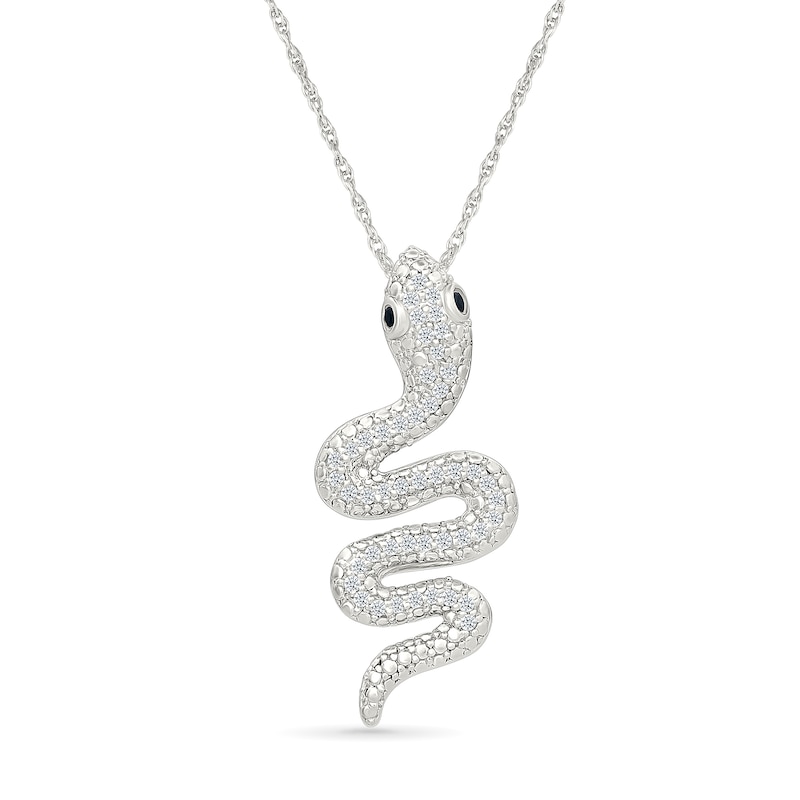 0.18 CT. T.W. White and Black Diamond Snake Pendant in Sterling Silver