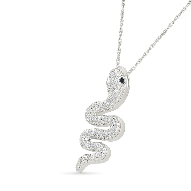 Main Image 2 of 0.18 CT. T.W. White and Black Diamond Snake Pendant in Sterling Silver