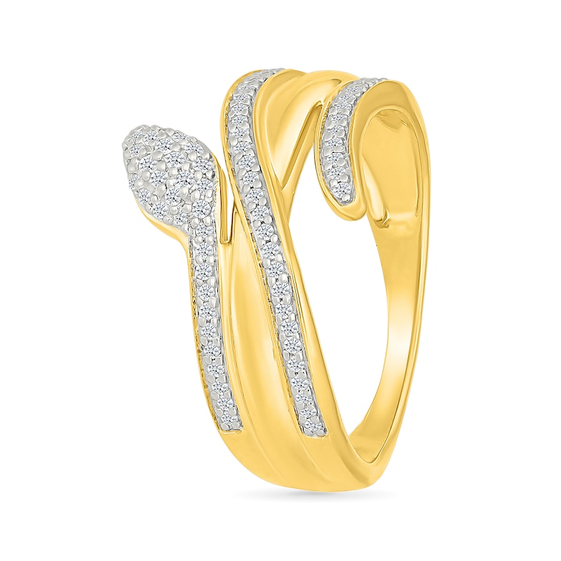 Main Image 3 of 0.23 CT. T.W. Diamond Coiled Snake Ring in Sterling Silver with 24K Gold Vermeil