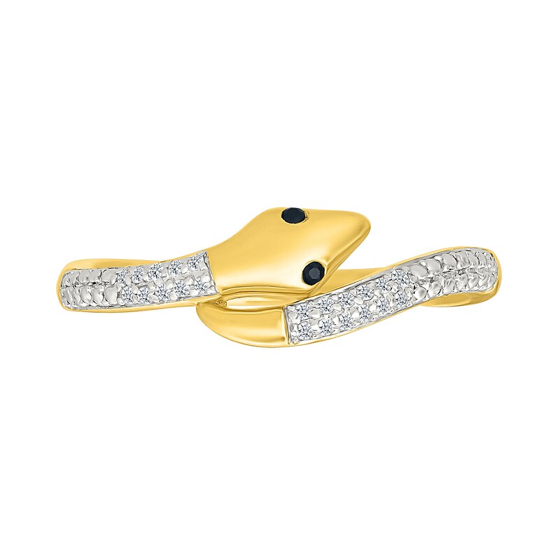 Main Image 2 of 0.065 CT. T.W. White and Black Diamond Bypass Snake Ring in 10K Gold