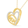 Thumbnail Image 2 of 0.08 CT. T.W. Diamond “Mom” Triple-Heart Pendant in 10K Gold