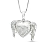 Thumbnail Image 3 of White Lab-Created Sapphire Angel Wings Heart Locket in Sterling Silver