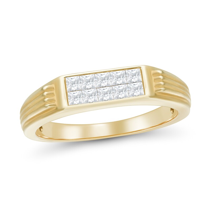 0.45 CT. T.W. Square-Cut Certified Lab-Grown Diamond Two-Row Ring in 10K Gold (F/VS2)