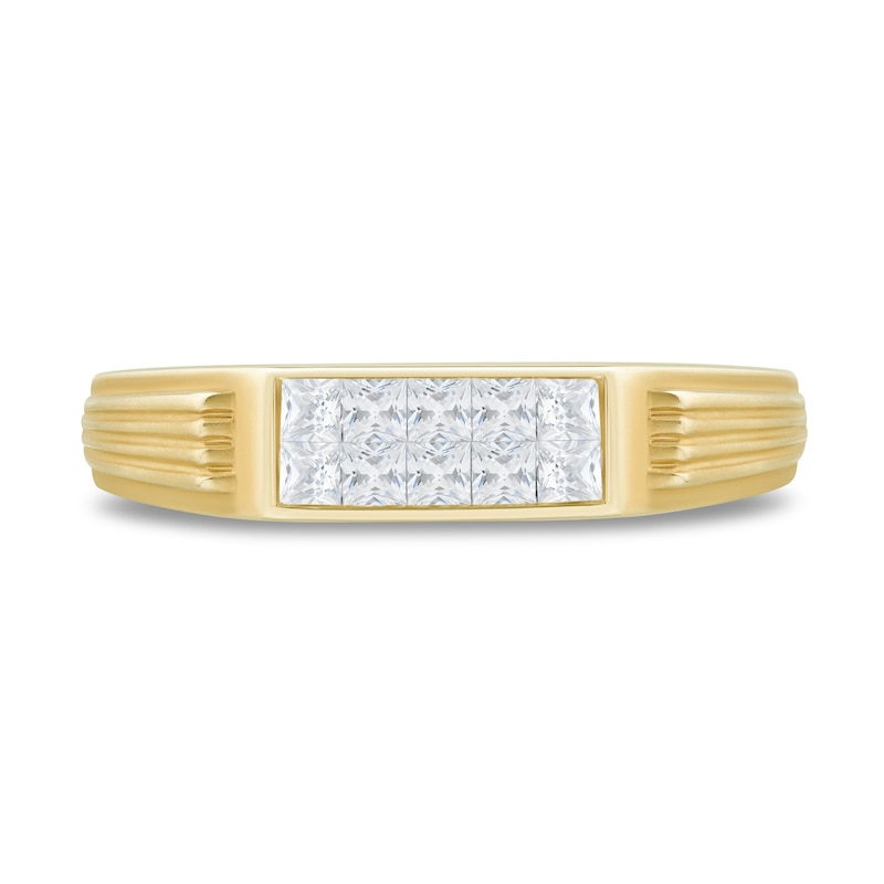 0.45 CT. T.W. Square-Cut Certified Lab-Grown Diamond Two-Row Ring in 10K Gold (F/VS2)
