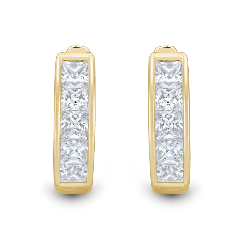 Main Image 2 of 0.95 CT. T.W. Square-Cut Certified Lab-Grown Diamond Hoop Earrings in 10K Gold (F/VS2)