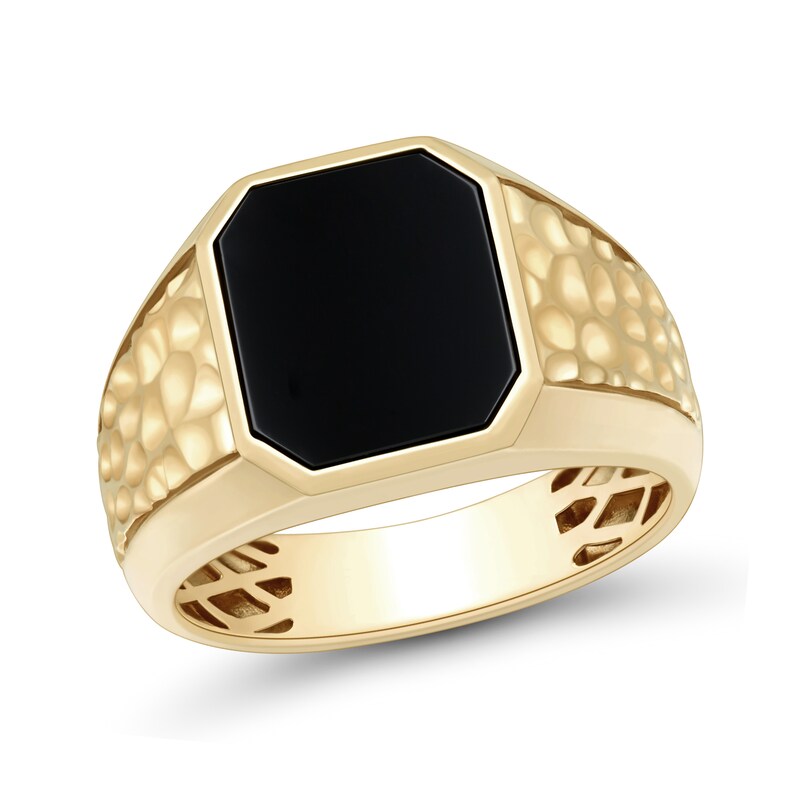 Main Image 1 of Emerald-Cut Black Onyx Signet Ring in 10K Gold