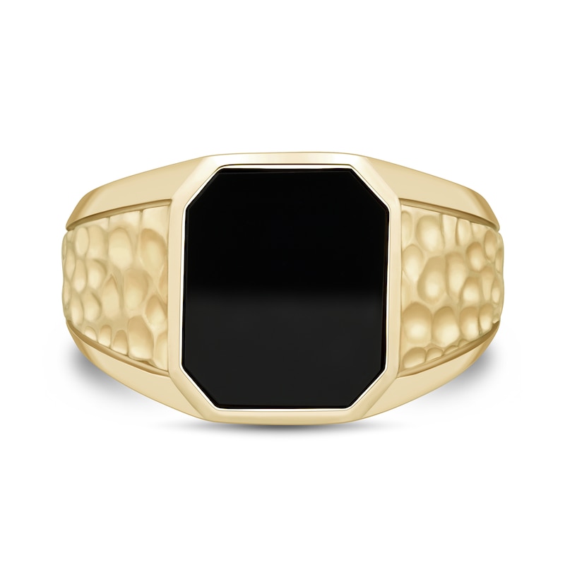 Main Image 2 of Emerald-Cut Black Onyx Signet Ring in 10K Gold