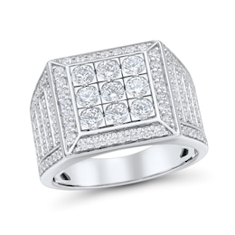 1.95 CT. T.W. Certified Lab-Grown Diamond Beveled Frame Ring in 10K White Gold (F/VS2)