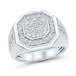 1.45 CT. T.W. Certified Lab-Grown Diamond Octagon Frame Ring in 10K White Gold (F/VS2)
