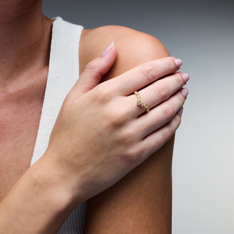 0.29 CT. T.W. Certified Lab-Grown Diamond Chevron Ring in Sterling Silver with 14K Gold Plate (I/SI2)