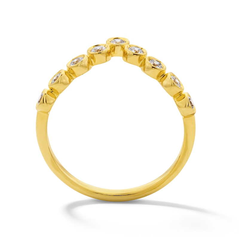 0.29 CT. T.W. Certified Lab-Grown Diamond Chevron Ring in Sterling Silver with 14K Gold Plate (I/SI2)