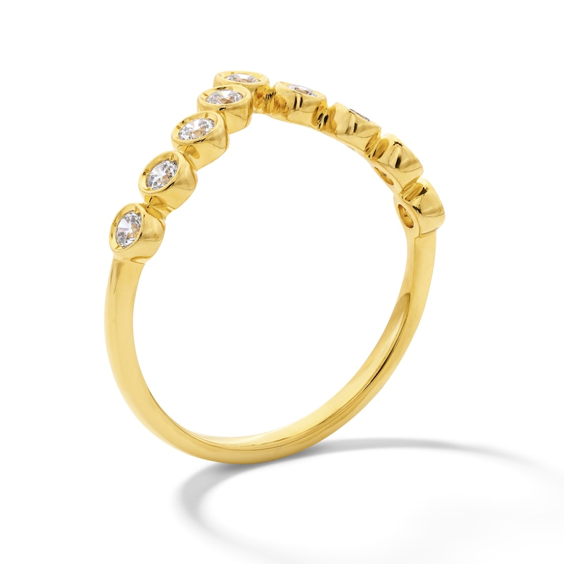 0.29 CT. T.W. Certified Lab-Grown Diamond Chevron Ring in Sterling Silver with 14K Gold Plate (I/SI2)