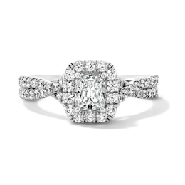 1.00 CT. T.W. Radiant-Cut Certified Lab-Grown Diamond Frame Engagement Ring in 14K White Gold (F/VS2)