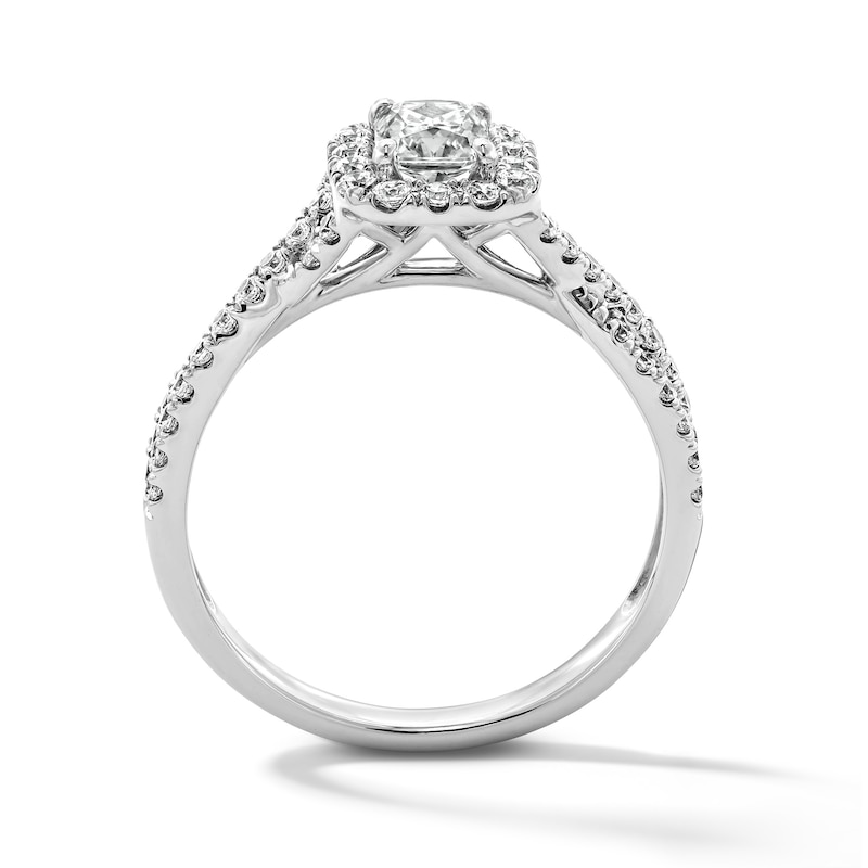 1.00 CT. T.W. Radiant-Cut Certified Lab-Grown Diamond Frame Engagement Ring 14K White Gold (F/VS2)