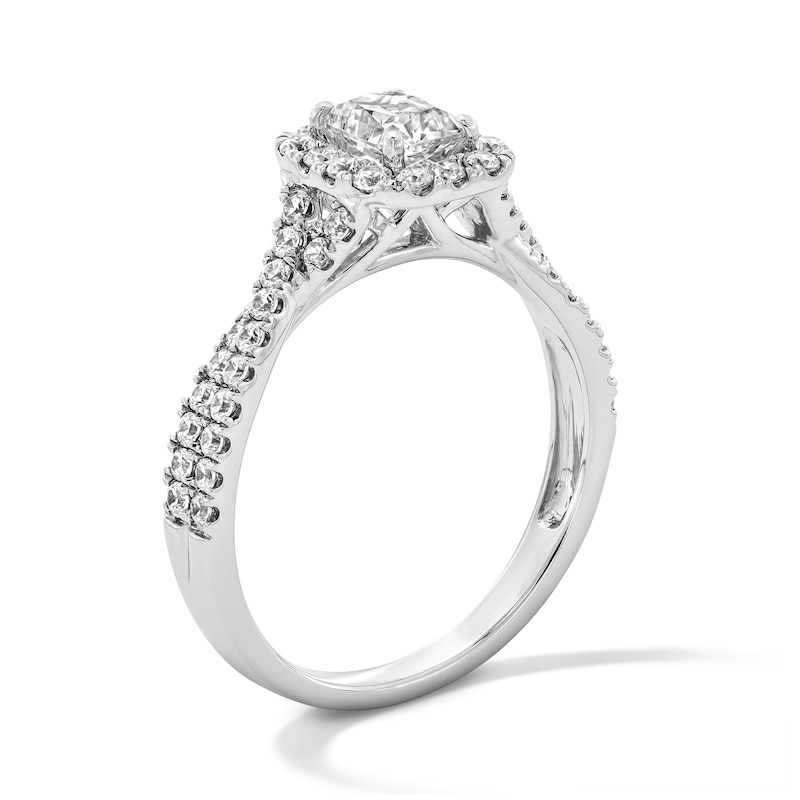 1.00 CT. T.W. Radiant-Cut Certified Lab-Grown Diamond Frame Engagement Ring 14K White Gold (F/VS2)