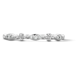 Diamond-Accent and Beaded Stackable Band in Sterling Silver