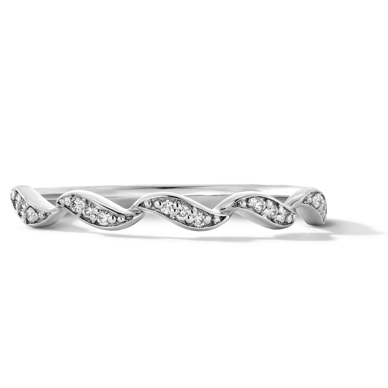 Diamond-Accent S-Curve Stackable Band in Sterling Silver