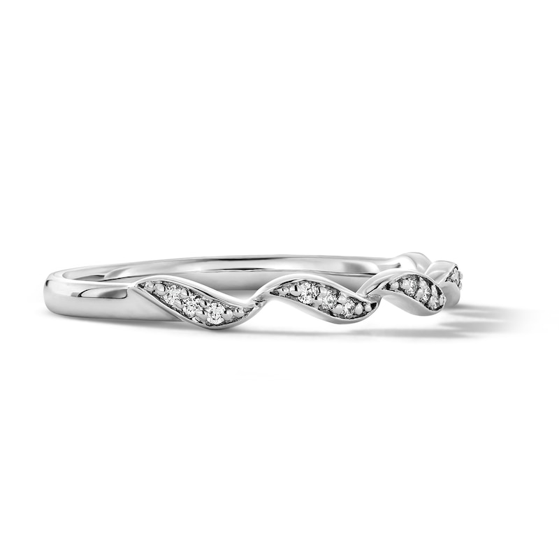 Diamond-Accent S-Curve Stackable Band in Sterling Silver