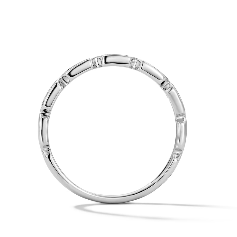Diamond-Accent Hex Stackable Band in Sterling Silver