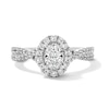 Thumbnail Image 1 of 1.00 CT. T.W. Oval Certified Lab-Grown Diamond Frame Engagement Ring in 14K White Gold (F/VS2)