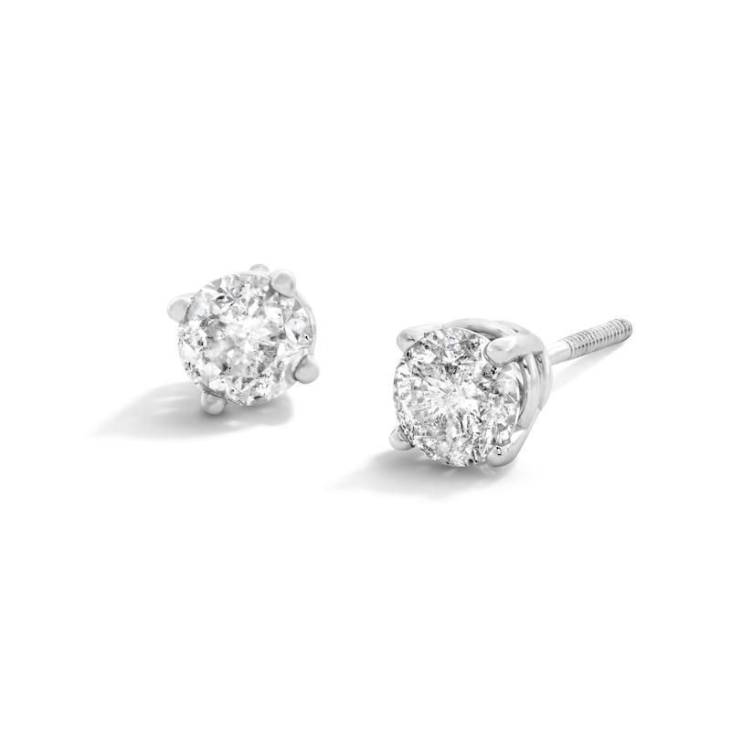 0.80 CT. T.W. Diamond Solitaire Stud Earrings in 14K White Gold (J/I3)