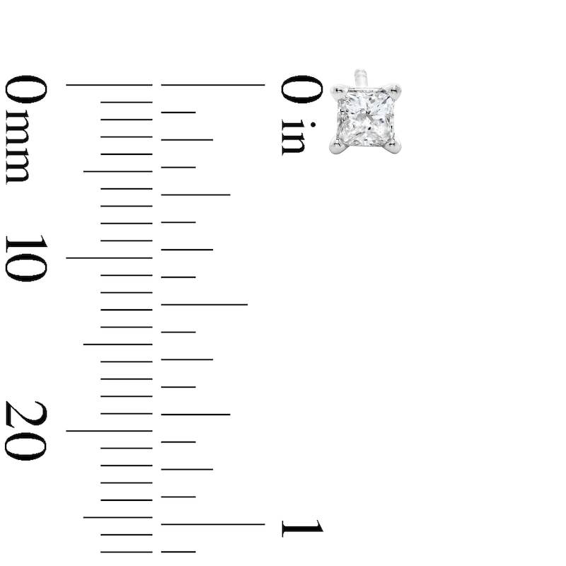 Main Image 3 of 0.37 CT. T.W. Princess-Cut Diamond Solitaire Stud Earrings in 14K White Gold (J/I3)