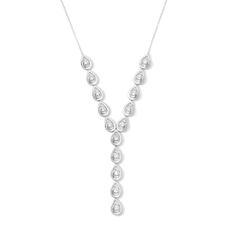 1.00 CT. T.W. Certified Lab-Grown Diamond Teardrop Swirl “Y” Necklace in Sterling Silver (F/SI2)