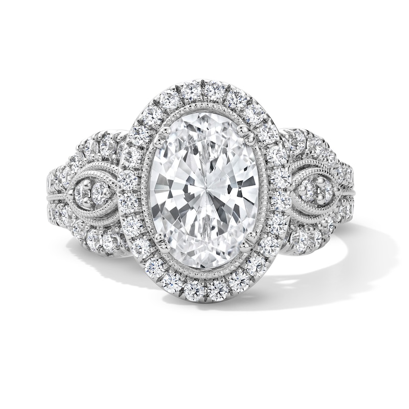 2.75 CT. T.W. Oval Certified Lab-Grown Diamond Frame Engagement Ring 14K White Gold (F/VS2)