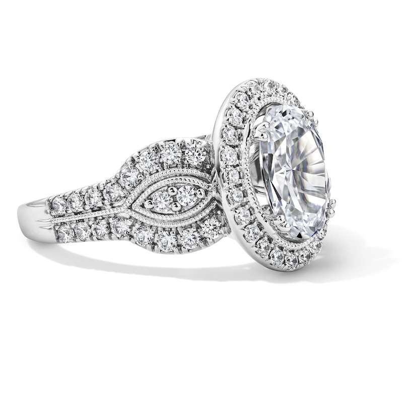 2.75 CT. T.W. Oval Certified Lab-Grown Diamond Frame Engagement Ring 14K White Gold (F/VS2)