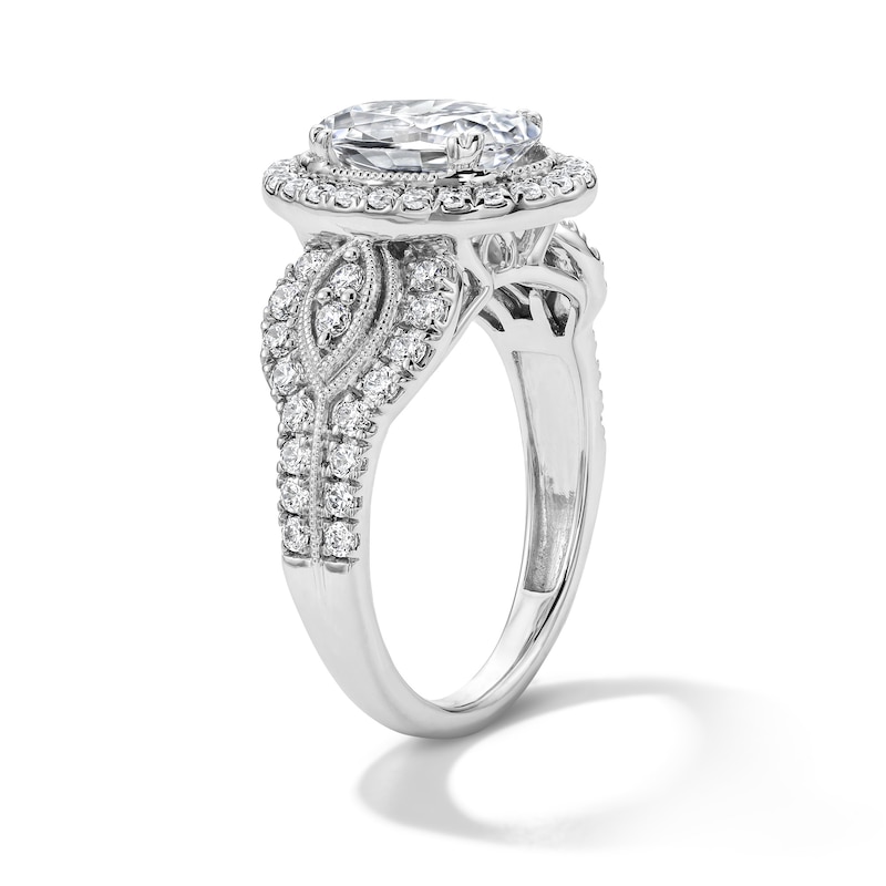 2.75 CT. T.W. Oval Certified Lab-Grown Diamond Frame Engagement Ring 14K White Gold (F/VS2)