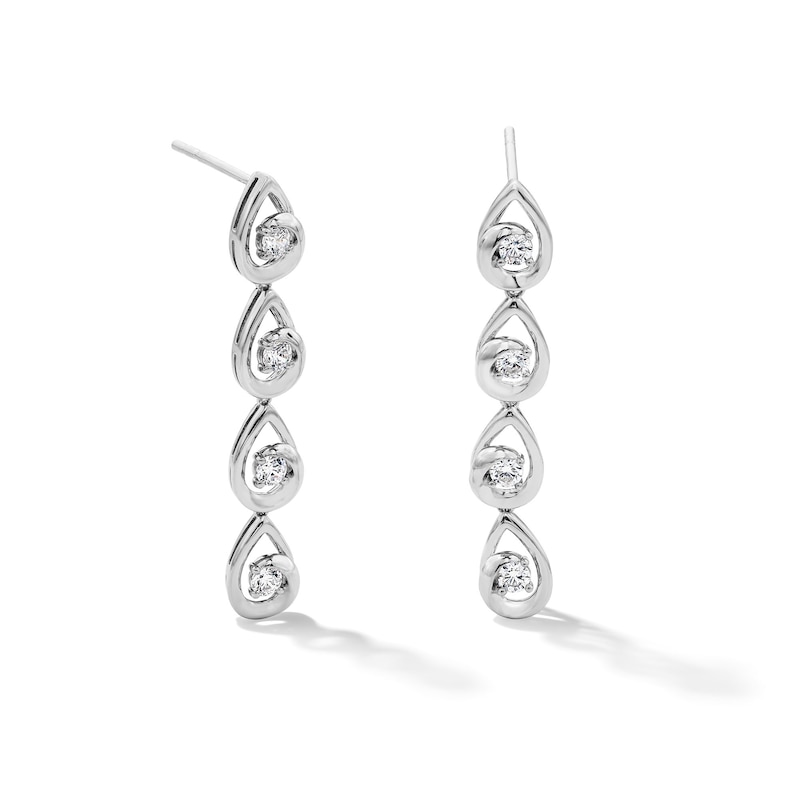 0.50 CT. T.W. Certified Lab-Grown Diamond Teardrop Swirl Drop Earrings in Sterling Silver (F/SI2)