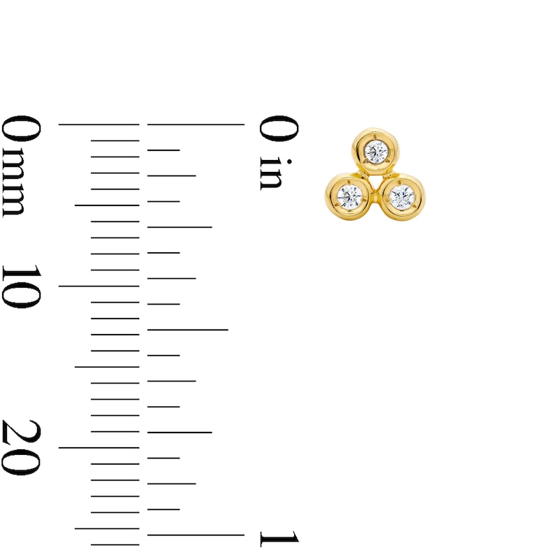 Main Image 3 of 0.09 CT. T.W. Certified Lab-Grown Diamond Trio Stud Earrings in Sterling Silver with 14K Gold Plate (I/SI2)