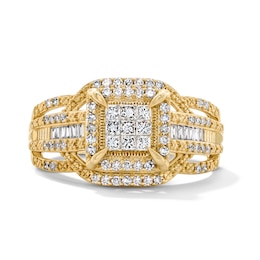 0.50 CT. T.W. Princess-Cut Multi-Diamond Frame Engagement Ring in 10K Gold