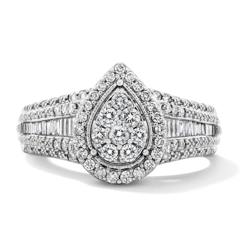 Main Image 1 of 0.50 CT. T.W. Multi-Diamond Pavé and Channel Set Engagement Ring in 10K White Gold