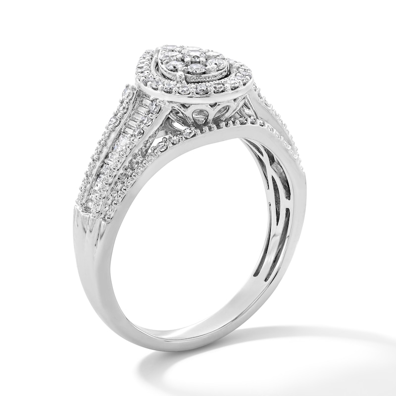 Main Image 5 of 0.50 CT. T.W. Multi-Diamond Pavé and Channel Set Engagement Ring in 10K White Gold