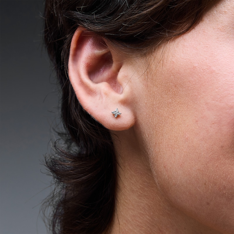 Main Image 2 of 0.08 CT. T.W. Certified Lab-Grown Diamond Criss-Cross Stud Earrings in Sterling Silver (F/SI2)