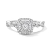 Thumbnail Image 1 of 0.25 CT. T.W. Diamond Double Cushion Frame Engagement Ring in 10K White Gold
