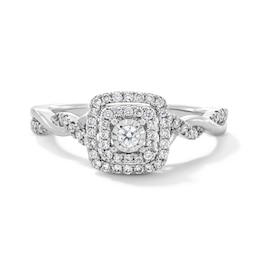 0.25 CT. T.W. Diamond Double Cushion Frame Engagement Ring in 10K White Gold