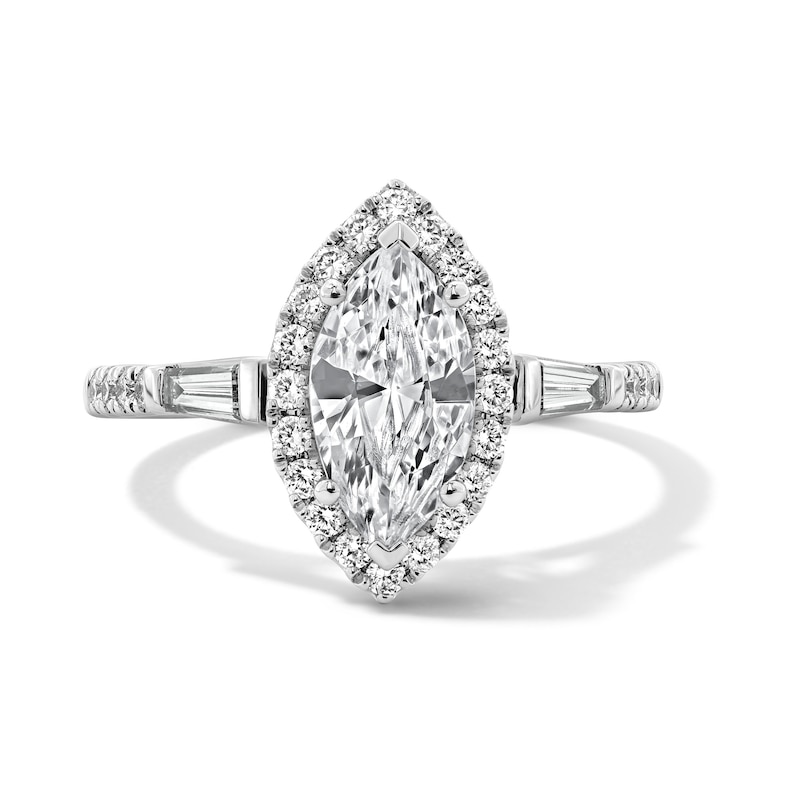 1.50 CT. T.W. Marquise-Cut Certified Lab-Grown Diamond Frame Engagement Ring 14K Gold (F/VS2