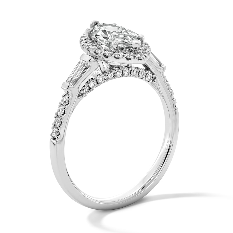 1.50 CT. T.W. Marquise-Cut Certified Lab-Grown Diamond Frame Engagement Ring 14K Gold (F/VS2