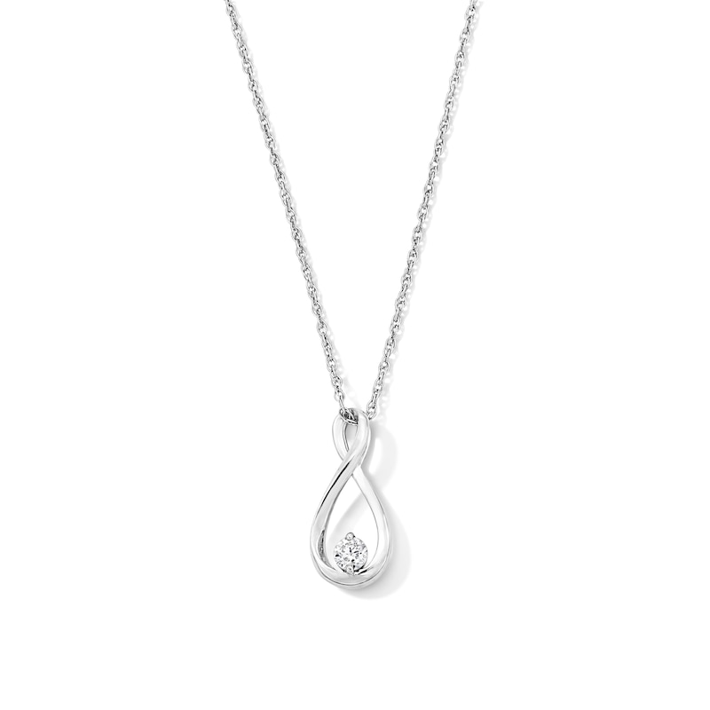 Main Image 1 of .10 CT. T.W. Certified Lab-Grown Diamond Solitaire Infinity Pendant in Sterling Silver (F/SI2)