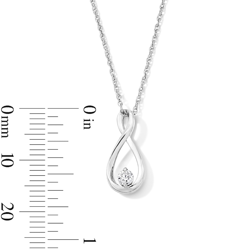 Main Image 3 of .10 CT. T.W. Certified Lab-Grown Diamond Solitaire Infinity Pendant in Sterling Silver (F/SI2)