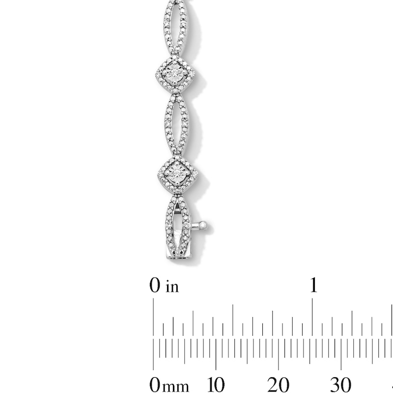 0.25 CT. T.W. Diamond Marquise and Square Link Bracelet in Sterling Silver