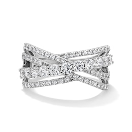 1.00 CT. T.W. Certified Lab-Grown Diamond Crossover Ring in 10K White Gold (F/SI2)