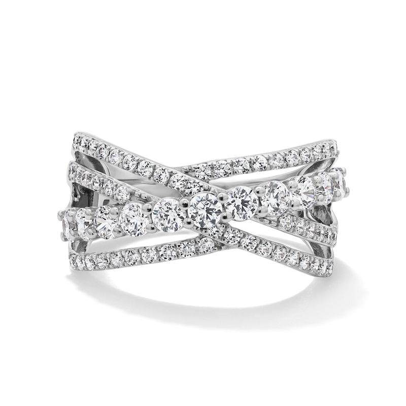 Main Image 1 of 1.00 CT. T.W. Certified Lab-Grown Diamond Crossover Ring in 10K White Gold (F/SI2)