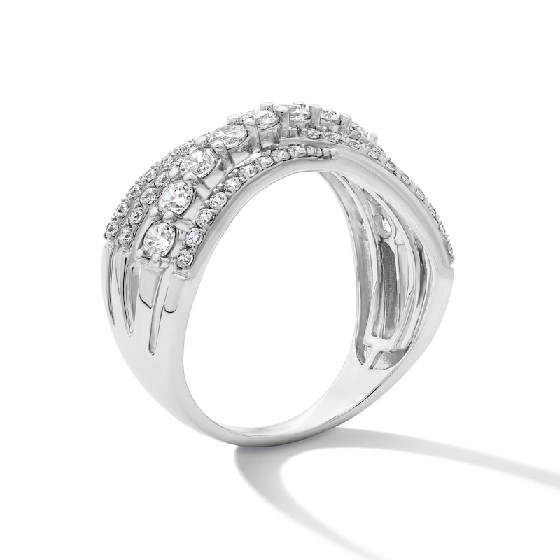 Main Image 4 of 1.00 CT. T.W. Certified Lab-Grown Diamond Crossover Ring in 10K White Gold (F/SI2)
