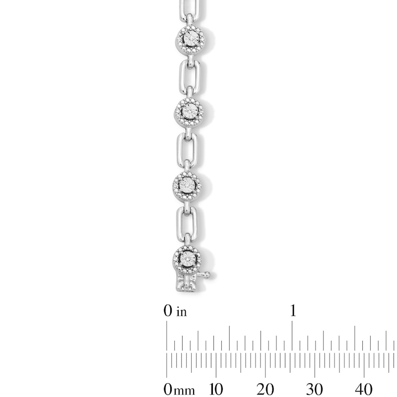 0.15 CT. T.W. Diamond Beaded Frame Link Bracelet in Sterling Silver