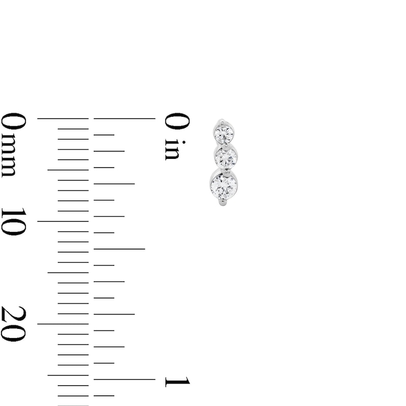 Main Image 3 of 0.25 CT. T.W. Certified Lab-Grown Diamond Three-Stone Stud Earrings in Sterling Silver (F/VS2)